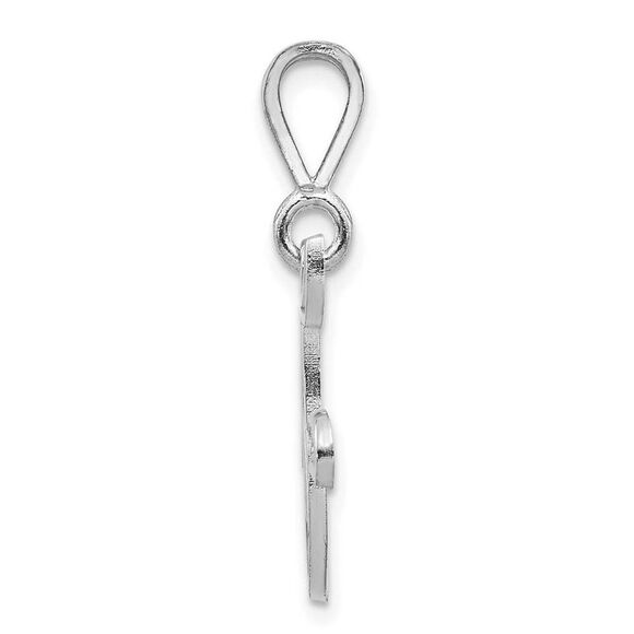 14k White Gold, Maci Collection, LG Filigree Script Initial F Pendant - Picture 2 of 5